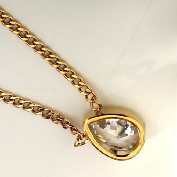 TWYLA Gold Necklace with Chunky Tear Drop Crystal Pendant - Picture 4 of 8